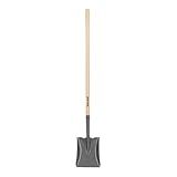 Truper Tru Built Square-Point Shovel, 45-Inch Wood Handle with 9-Inch Cushion Grip, Rolled Step Steel Blade, Heavy-Duty Scooping and Transfer Shovel (Model PCL-PE / 31174)