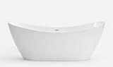Garvee 59" Acrylic Freestanding Bathtub, Deep Soaking Tub, Double Ended