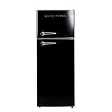Frigidaire EFR786 Retro Apartment Size Refrigerator with Top Freezer - 2 Door Fridge with 7.5 Cu Ft of Storage Capacity, Adjustable Spill-Proof Shelves, Door & Crisper Bins, Black