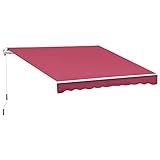 Outsunny 10' x 8' Retractable Awning, Patio Awnings, Sunshade Shelter w/Manual Crank Handle, UV & Water-Resistant Fabric and Aluminum Frame for Deck, Balcony, Yard, Red