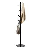 Coat Rack with 8 Hooks, 3 Adjustable Heights, Modern Hall Tree, Sturdy Metal Clothes Stand with Sintered Stone Base for Entryway, Office, Bedroom, for Coats, Hats, Handbags and Scarves, Black