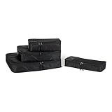 Amazon Essentials 4-Piece Packing Cubes Travel Accessories Set, Luggage Organizer with Double Zipper, Mesh Top, 100% Polyester, Small/Medium/Large/Slim, Black (Previously Amazon Basics)