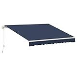 Outsunny 10' x 8' Retractable Awning, Patio Awnings, Sunshade Shelter w/Manual Crank Handle, UV & Water-Resistant Fabric and Aluminum Frame for Deck, Balcony, Yard, Blue