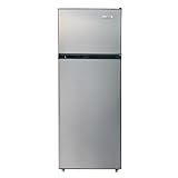 Frigidaire, 2 Door Apartment Size Refrigerator with Freezer, 7.5 cu ft, Adjustable Spill-Proof Shelves, Crisper Bins, Platinum Silver, Garage Ready