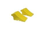 MaxxHaul High Visibility Poly Foam Wheel Chock 2-Pack | 8" x 4" x 4" Lightweight Tire Stop | Slip-Resistant Rubber Base | Built-in Handle | Safety Yellow (50503)