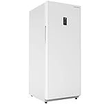 Hamilton Beach 17 cu ft Upright CONVERTIBLE Fridge/Freezer-Frost Free-Reversible Door-Removable Glass Shelves-LED Interior Light- Electronic Temperature Control, Energy Efficient, White, 17 cu. ft.