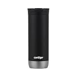 Huron Vacuum-Insulated Stainless Steel Travel Mug, 16oz Licorice - Leak-Proof Lid for Hot/Cold Beverages, Fits Most Cup Holdersand Brewers