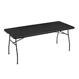 Amazon Basics Heavy Duty Portable Folding Table, 6 ft, Indoor & Outdoor, Fold-in-Half Design with Carrying Handle, for Events, Easy Folding and Storage, Black