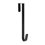 Sattiyrch 12" Wreath Hanger for Front Door,Steel Over The Door Hanger Hook,Wreath Door Hanger (Black,1)