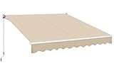 Yaheetech 10 × 8 Ft Patio Awning, Retractable Sun Shade Awning with Manual Crank Handle, Manual Aluminum Deck Awning for Patio/Balcony/Yard, 280g/m² Polyester, Beige