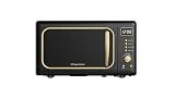 Frigidaire, 0.7 Cu. Ft. Retro Countertop Microwave Oven, 700W Compact Microwave with 8 Auto Cook Menus, Auto Defrost, 5 Power Levels, LED Display, Glass Turntable, Black Gold