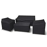 STARTWO Outdoor Furniture Cover Waterproof, 4 Piece Patio Furniture Set Cover 400D for Outside Couch, Lawn Chairs, Coffee Table, Windproof with Buckle Strap, Black