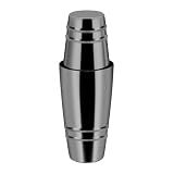 Boston Shaker: 18 & 28oz Weighted Cocktail Shaker Set. Stainless Steel Martini Drink Shaker, Two-Piece Heavy Metal Boston Tins Only (Embossed measuring cup) (Black)