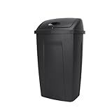 13 Gallon Swing Top Trash Can - Black Plastic Kitchen Garbage Bin with Lid
