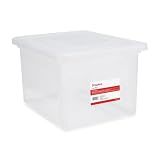 Staples Hanging File Folder Box, Storage Bin Organizer, Snap Lid, Letter & Legal Size Documents, Clear