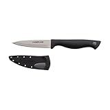 Farberware Edgekeeper 3.5-Inch Paring Knife with Self-Sharpening Blade Cover, High Carbon-Stainless Steel Kitchen Knife with Ergonomic Handle, Razor-Sharp Knife, Black