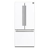 Forno 36'' Espresso Gallipoli French Door Stainless Steel Refrigerator - 17.5 Cu.ft Kitchen Fridge with LED Display and Ice Maker - Frost-free Swing Double Door Fridge with Inverter Compressor, White