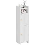 BEWISHOME Small Bathroom Cabinet, Bathroom Storage Cabinet with Adjustable Shelves & 2 Doors, Narrow Toilet Paper Cabinets, 7.9" D x 7.9" W x 31.5" H, for Small Spaces, White YYG03W