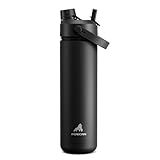 POWCAN 26 oz Insulated Water Bottle with 2-in-1 Straw and Spout Lid, Keep Cold 24H, Leak-Proof, Fits in Car Cup Holder, Stainless Steel Water Bottle for Sports, Travel, and School (Dark Knight)