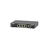 NETGEAR 5 Port PoE Gigabit Ethernet Easy Smart Managed Essentials Switch (GS305EP) - with 4 x PoE+ @ 63W, Desktop or Wall Mount