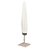 Amazon Basics Outdoor Patio Umbrella Cover, Waterproof Fabric Protects Against Rain and UV, All-Season Protection, Beige/White, 7" x 23" x 76"