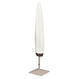 Amazon Basics Outdoor Patio Umbrella Cover, Waterproof Fabric Protects Against Rain and UV, All-Season Protection, Beige/White, 7" x 23" x 76"