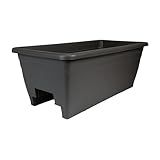 The HC Companies 24 Inch Deck Rail Planter Box with Drainage Plug, Lightweight UV-Resistant Plastic Outdoor Planters, 1-Pack Flower Box for Garden, Patio, Balcony, and Fence, Black