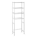 Honey-Can-Do 4-Tier Over-The-Toilet Storage Shelf - Space-Saving Steel Bathroom Restroom Organizer with Neutral Chrome Finish, Ideal for Towels, Toiletries, & Essentials - 24"W x 68"H x 11"D