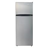 Frigidaire 2 Door Apartment Size Refrigerator with Freezer, 7.5 cu ft, Retro, Silver, Platinum
