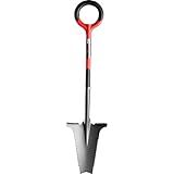Root Slayer 22011 Garden Shovel with Serrated Blade for Digging and Root Cutting, Heavy Duty Steel Spade, Red