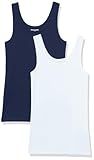 Amazon Essentials Women's Slim-Fit Tank Top, Pack of 2, Navy/White, X-Large