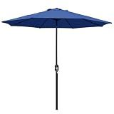 Blissun 9' Outdoor Patio Umbrella, Outdoor Table Umbrella, Yard Umbrella, Market Umbrella with 8 Sturdy Ribs, Push Button Tilt and Crank (Navy Blue)