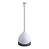 Clorox Toilet Plunger with Hideaway Holder Caddy Heavy-Duty Compact Design with Non-Skid Rubber Base for Bathroom Convenient Storage Toilet Unclogger, 6.5x19.5-Inch, White