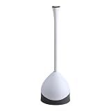 Clorox Toilet Plunger with Hideaway Holder Caddy Heavy-Duty Compact Design with Non-Skid Rubber Base for Bathroom Convenient Storage Toilet Unclogger, 6.5x19.5-Inch, White