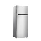 BANGSON 7.7 Cu.Ft Refrigerator with Freezer, Apartment Size Fridge with Top Freezer, for Apartment, Office, Kitchen and Garage, Stainless Steel, Silver
