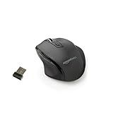 Amazon Basics Computer Mouse Wireless, Ergonomic, 2.4 GHz Optical, DPI Adjustable, Compatible With PC, Mac, Laptop, Black