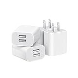 4 Pack USB Wall Charger, Dual Port Plug Adapter for Wall Outlet Charging Block, USB Power Adapter for iPhone 14/13/12/11 Pro/Pro Max, XS/XR/X, Galaxy, Pixel, Moto and Android Phones (White)