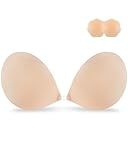 Niidor Adhesive Bra Strapless Sticky Invisible Push up Silicone Bra for Backless Dress with Nipple Covers Nude(A Cup)