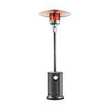 VEVOR 50000BTU Propane Patio Heater for Outdoor Use With Round Table Design, Metal Burner and Wheels - Tall Hammered Flame Heater for Party, Backyard, Garden, Silver Gray
