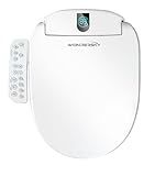 Round Bidet Toilet Seat, Smart Heated Toilet Seat with Warm Water and Dryer, Soft Close Bidet Seat with Adjustable Temperature, Stainless Steel Nozzle