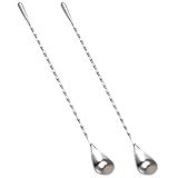 Muaoush 2 Pack Bar Spoon, Cocktail Mixing Spoon, Long Spoons for Stirring, 12 Inch Professional Spiral Stir Spoon for Bartenders, Home Bar Mixing Cocktail Making (304 Grade)
