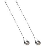 Muaoush 2 Pack Bar Spoon, Cocktail Mixing Spoon, Long Spoons for Stirring, 12 Inch Professional Spiral Stir Spoon for Bartenders, Home Bar Mixing Cocktail Making (304 Grade)