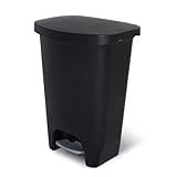 Glad 13 Gallon Trash Can | Plastic Kitchen Waste Bin with Odor Protection of Lid | Hands Free with Step On Foot Pedal and Garbage Bag Rings, Black