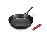 Yonida Carbon Steel Pan, 10 Inch Nonstick Frying Pan Skillet, Pre-Seasoned Carbon Steel Cookware with Removable Silicone Handle Holder, Indoor/Outdoor, Induction & Oven Safe