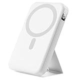 Gxorul Magnetic Portable Charger, 10000mAh Power Bank with Leather Foldable Stand - Travel Essentials, USB-C 20W Fast Charging for Magsafe Battery Pack, Compatible with iPhone 17/16/15/14/13 Series