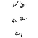 Oakmont Bath and Shower Trim Kit with Valve, Dual-Handle, High-Pressure Shower Head, Water-Saving, Polished Chrome, WaterSense Certified – Design House, 595694