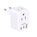 HANYCONY European Travel Plug Adapter USB C, International Plug Adapter, US to Europe Adapter Plug 2 Outlets 3 USB Ports(2 C Port), Type C Power Adapter to Italy Spain France Portugal Iceland Germany