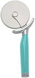 KitchenAid Classic Pizza Wheel with Sharp Blade For Cutting Through Crusts, Pies and More, Built In Finger Guard for Safety and Comfort Grip to Protect Fingers, Dishwasher Safe, 9-Inch, Aqua Sky