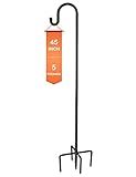 Ottsuls Bird Feeder Pole, 45 INCH Heavy Duty Shepherds Hooks for Outdoor with 5 Prong Base, Adjustable Stand Hanger for Garden Plant, Hummingbird Feeder, Lantern, Hanging Wedding Decor (1 Pack)