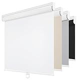 ChrisDowa Cordless Blackout Roller Shades for Windows, Thermal Insulated UV Protection Pull Down Shades, Total Blackout Window Blinds for Home, Office, Bedroom, Door (22" W x 72" H, White)